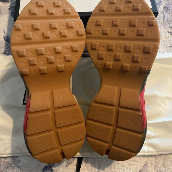 Gucci Mens Rhyton Sneakers White Red Green Stripes Size G 7.5 US 8.5 - Picture 8 of 8